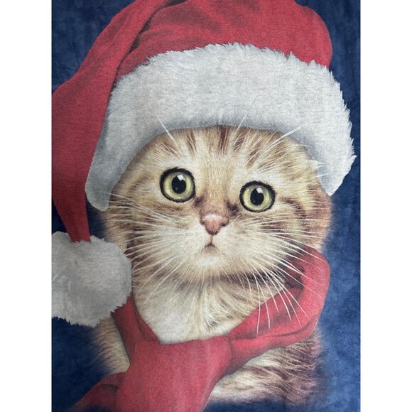 The Mountain Blue Christmas Santa Kitty Cat T Shirt Men’s Small - Picture 2 of 4